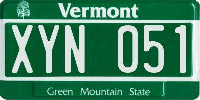 VT license plate XYN051