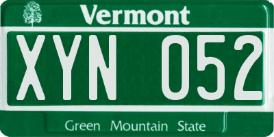 VT license plate XYN052