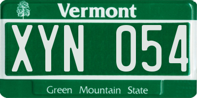 VT license plate XYN054