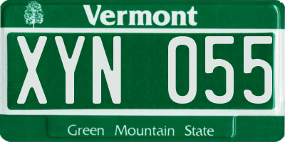 VT license plate XYN055