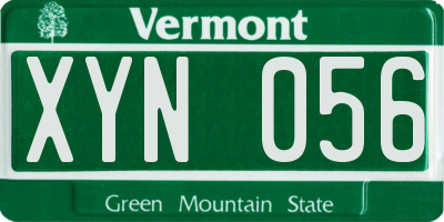 VT license plate XYN056