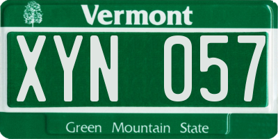VT license plate XYN057