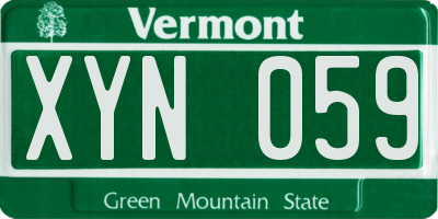 VT license plate XYN059