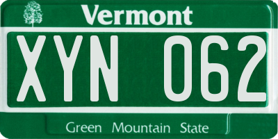 VT license plate XYN062