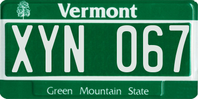 VT license plate XYN067