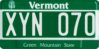 VT license plate XYN070