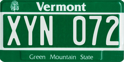 VT license plate XYN072