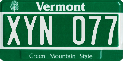 VT license plate XYN077