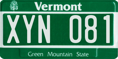 VT license plate XYN081