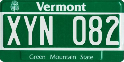 VT license plate XYN082