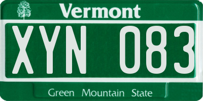 VT license plate XYN083