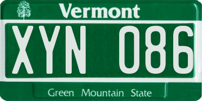 VT license plate XYN086
