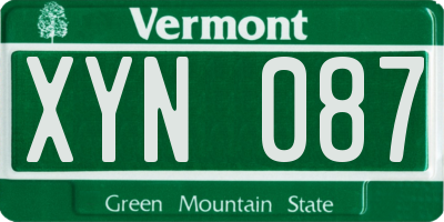 VT license plate XYN087