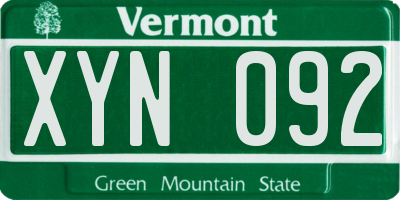VT license plate XYN092