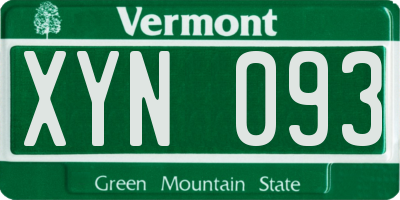 VT license plate XYN093