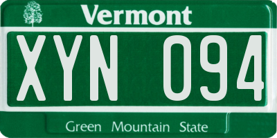 VT license plate XYN094