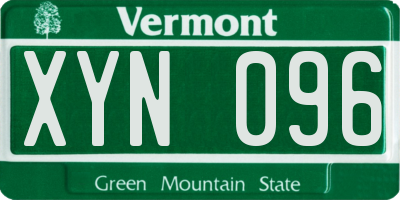 VT license plate XYN096