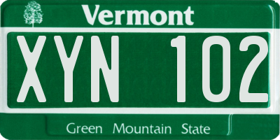 VT license plate XYN102