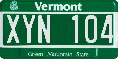 VT license plate XYN104