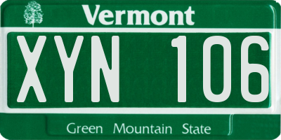 VT license plate XYN106