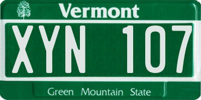 VT license plate XYN107