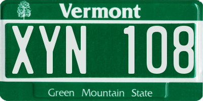 VT license plate XYN108