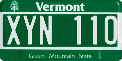 VT license plate XYN110
