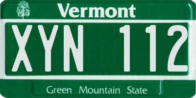 VT license plate XYN112