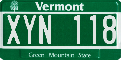 VT license plate XYN118