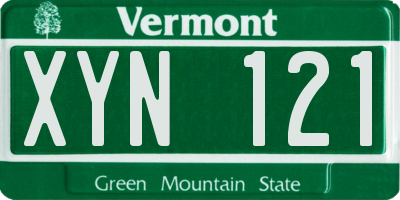 VT license plate XYN121