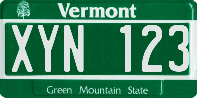 VT license plate XYN123