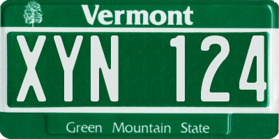 VT license plate XYN124
