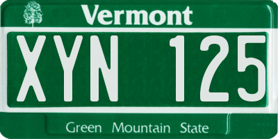 VT license plate XYN125