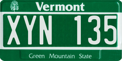 VT license plate XYN135