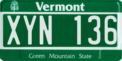 VT license plate XYN136
