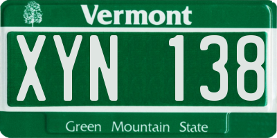 VT license plate XYN138