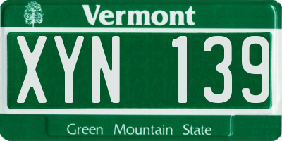 VT license plate XYN139