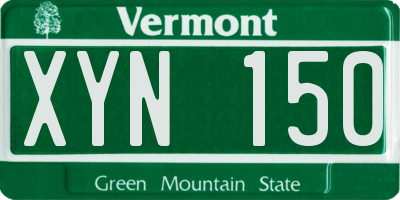 VT license plate XYN150
