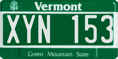 VT license plate XYN153