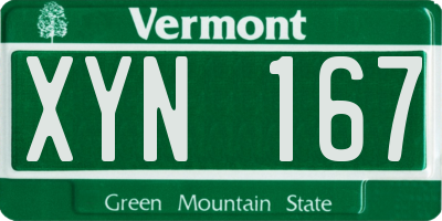 VT license plate XYN167