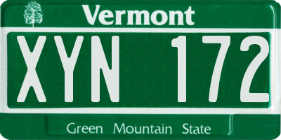 VT license plate XYN172