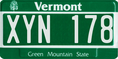 VT license plate XYN178