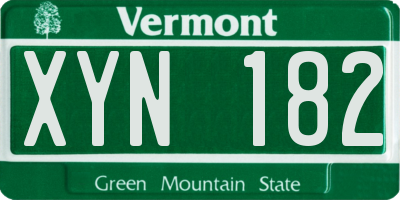 VT license plate XYN182