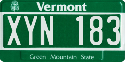 VT license plate XYN183