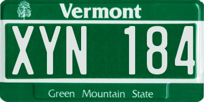 VT license plate XYN184