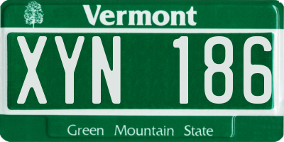 VT license plate XYN186