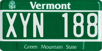 VT license plate XYN188