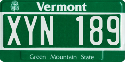 VT license plate XYN189