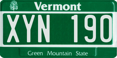 VT license plate XYN190