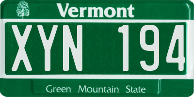 VT license plate XYN194